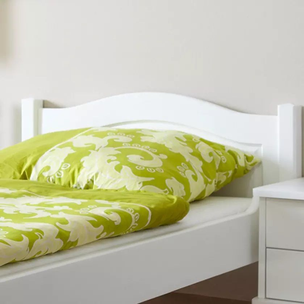 Кровать 90х200 Рита из массива сосны, с основанием кровати, белый воск