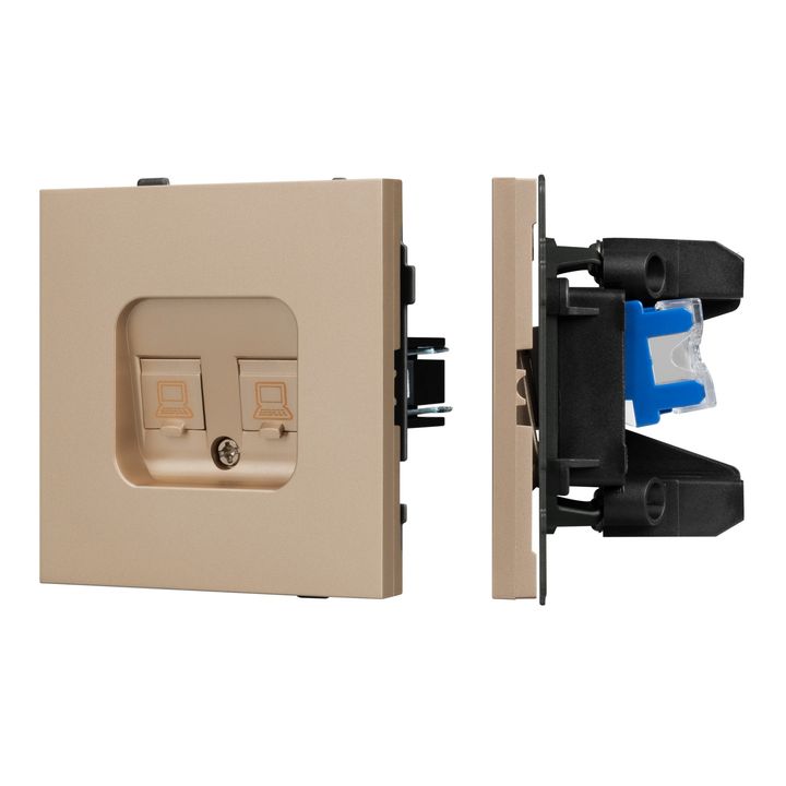 Механизм компьютерной розетки двойной SCT-TENDO-MPC2-PL-GD (RJ-45, CAT6) Arlight 054103