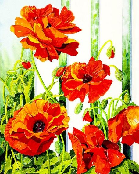 Весенние маки - Картина со стразами