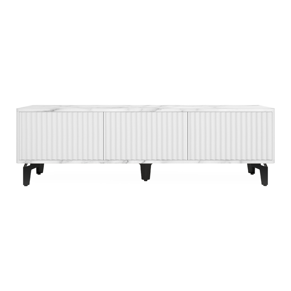 Тумба под телевизор на ножках ROYAL 5031 эко (Мрамор Каррара-Черный)