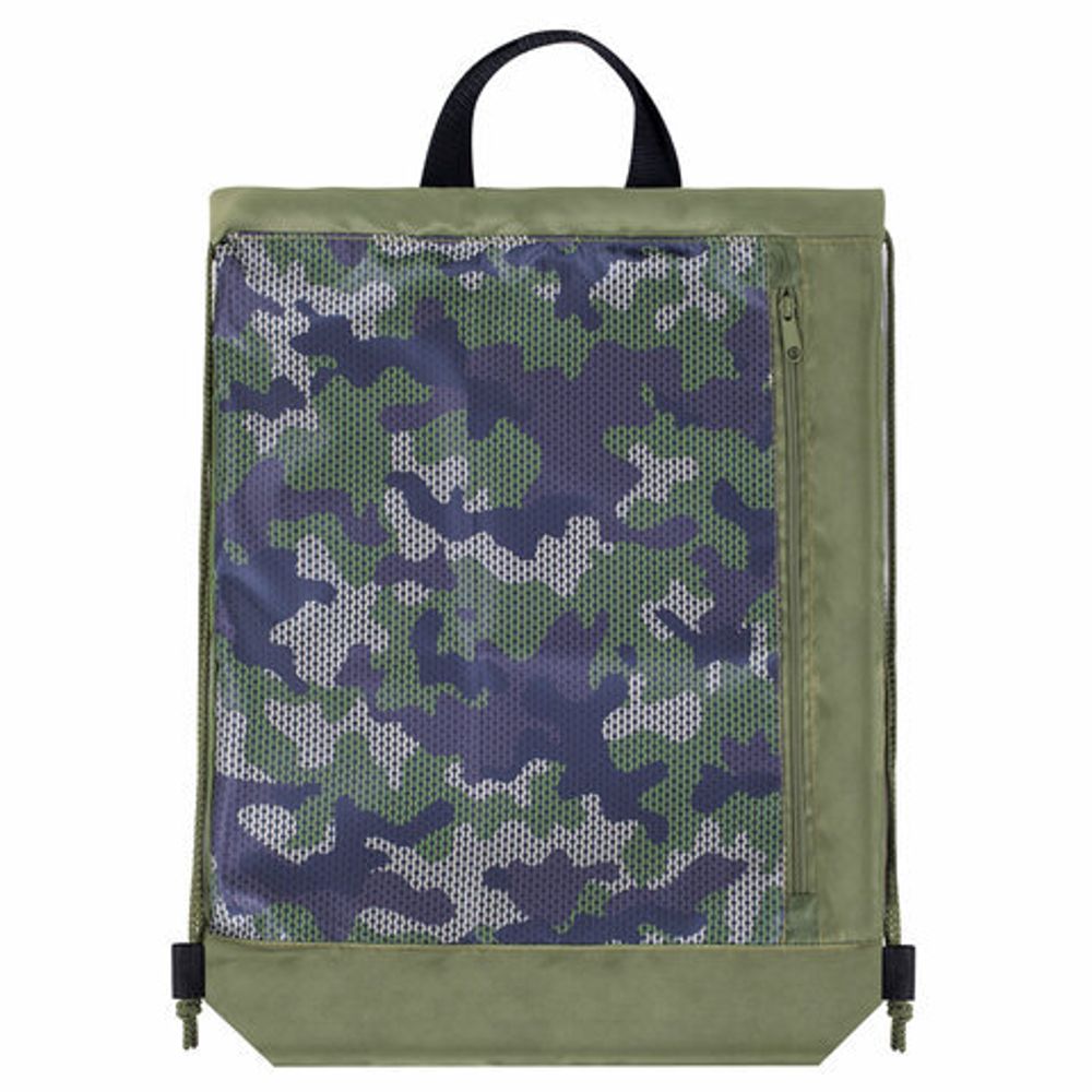 Мешок для обуви ЮНЛАНДИЯ, с ручками, боковой карман на молнии, 46х36 см, "Camo Mode", 271613