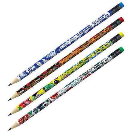 Карандаш чернографитный Berlingo Traditional, HB, с ластиком, ассорти