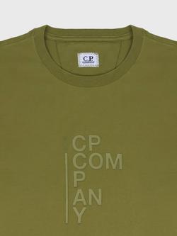 Футболка C.P. Company 30/1 Jersey Vertical Logo Green Moss
