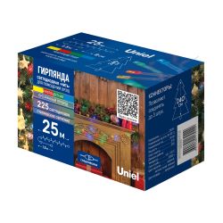 ULD-S2500-225-STK MULTI IP20 Гирлянда светодиодная. 25м. Соединяемая. 225 светодиодов. Разноцветный свет. Провод прозрачный. ТМ Uniel