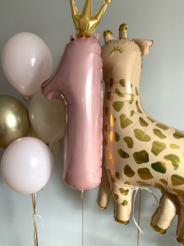 Цифра (90см) с короной розовая