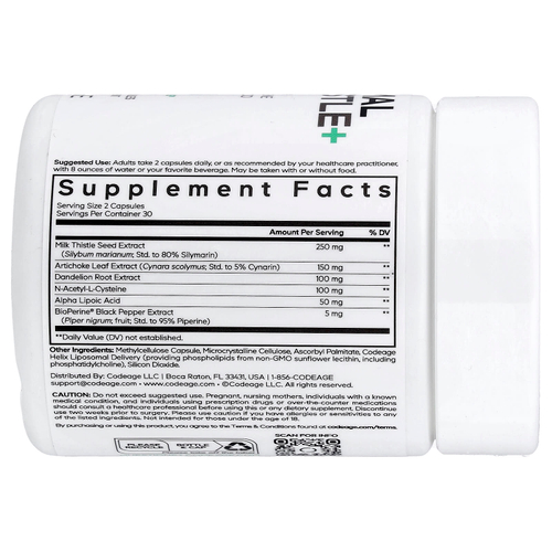 Codeage, Eural, липосомальная расторопша +, 60 растительных капсул