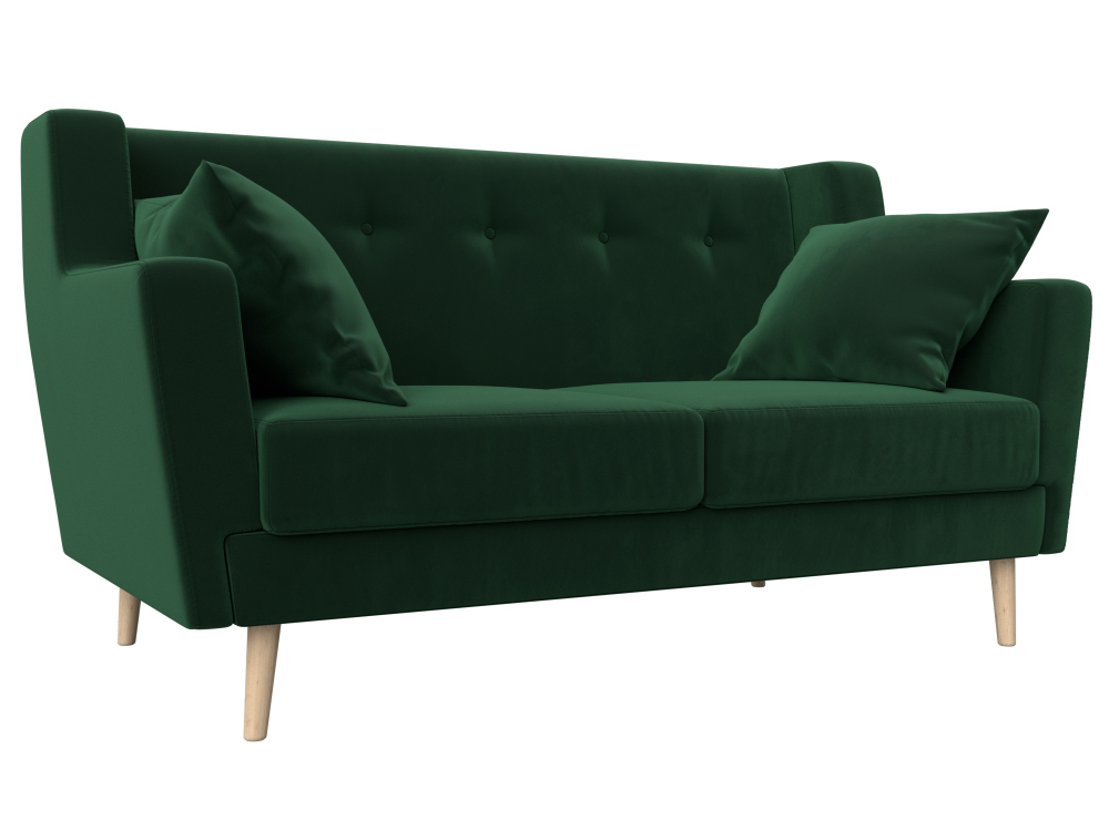 Диван кухонный прямой Брайтон 2, Зеленый, Велюр, 108917