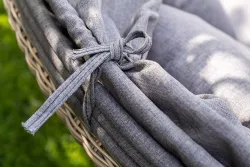 "Стильяно" плетеная кровать круглая, цвет соломенный