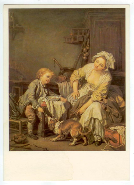 Почтовая открытка СССР Жан-Батист Грёз - Балованное дитя