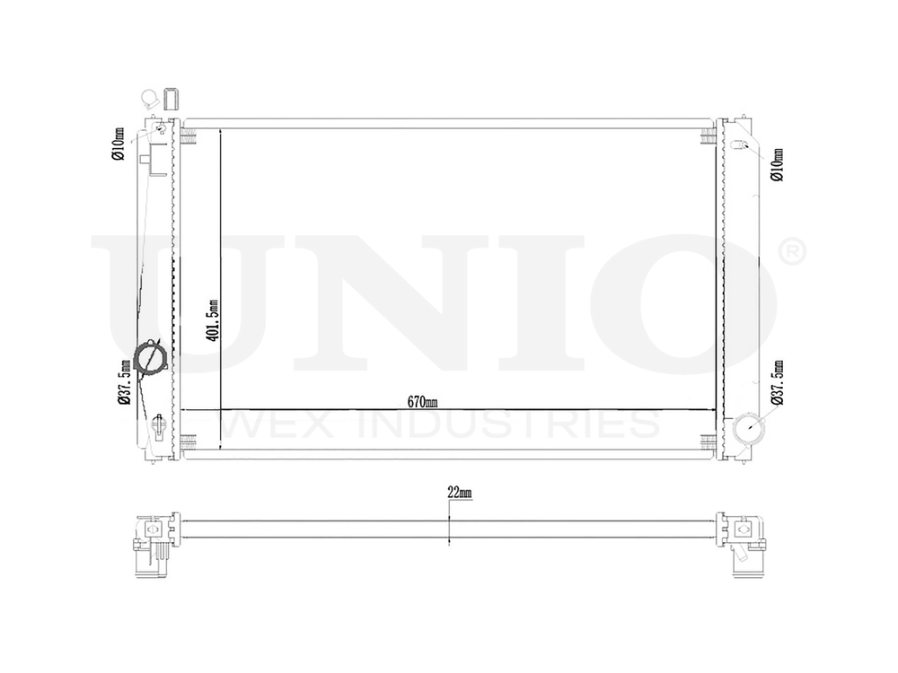 Радиатор охлаждения двигателя UNIO RAD-10044