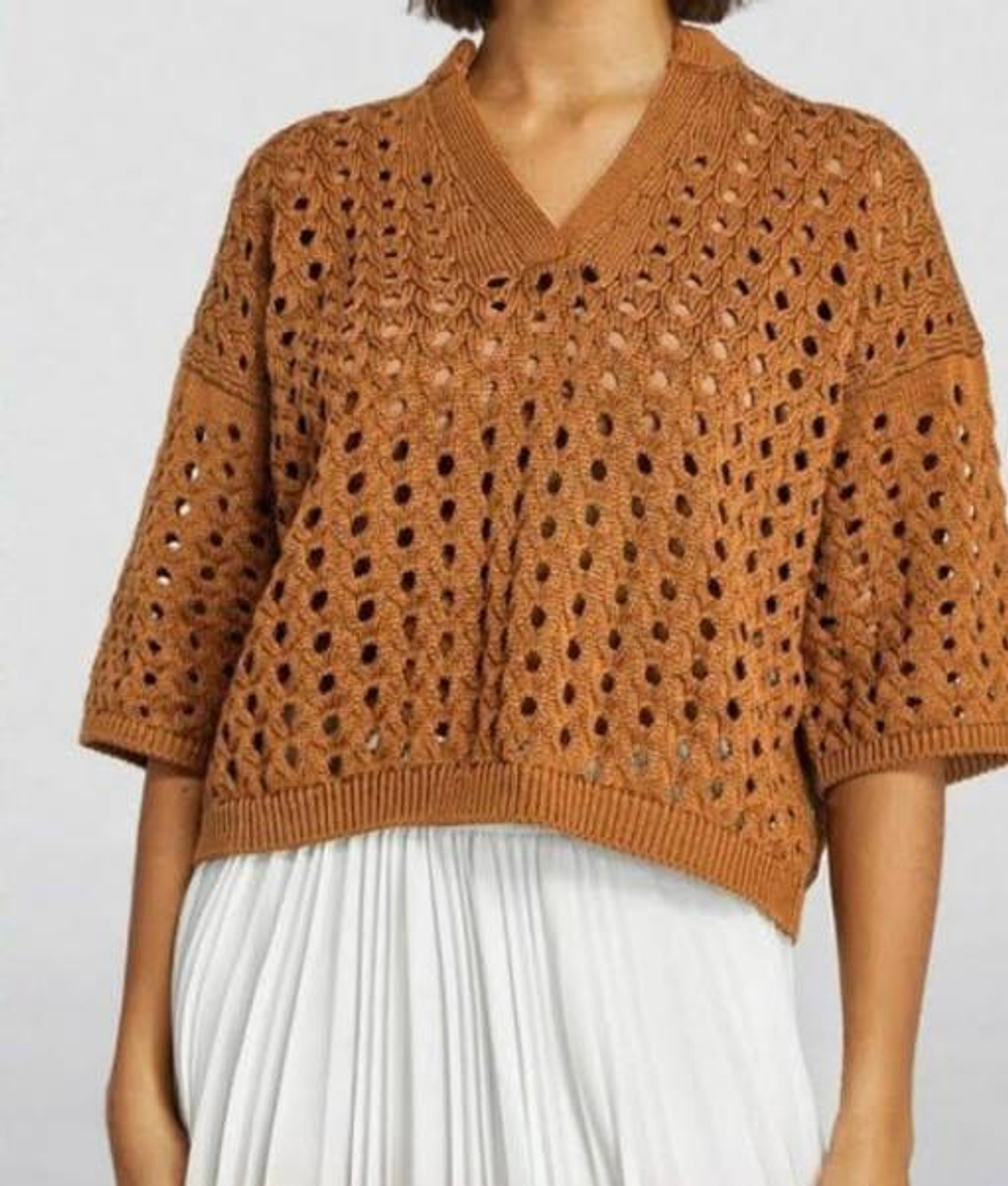 Марафон по вязанию джемпера Max Mara с V-вырезом свободного силуэта спицами "Cinnamon"