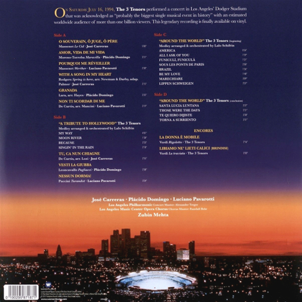 The Three Tenors With Zubin Mehta / The 3 Tenors In Concert 1994 (2LP)