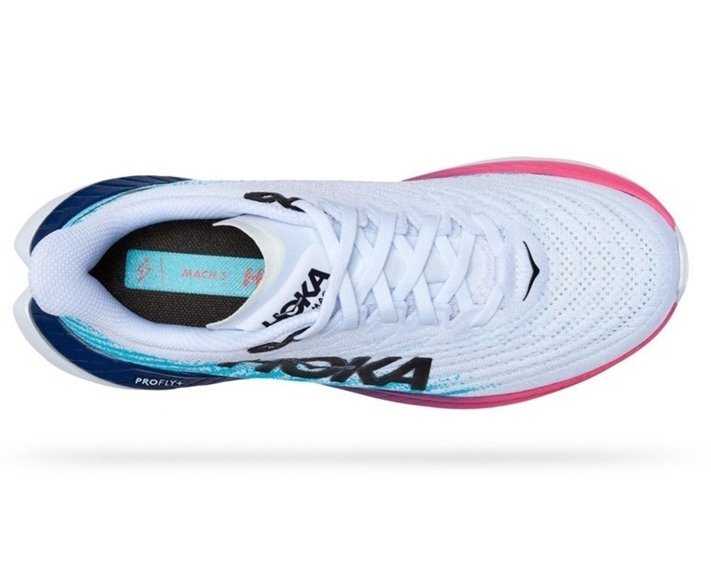 Кроссовки HOKA MACH 5 White Scuba Blue арт. 1127893WSBB, белый, муж.