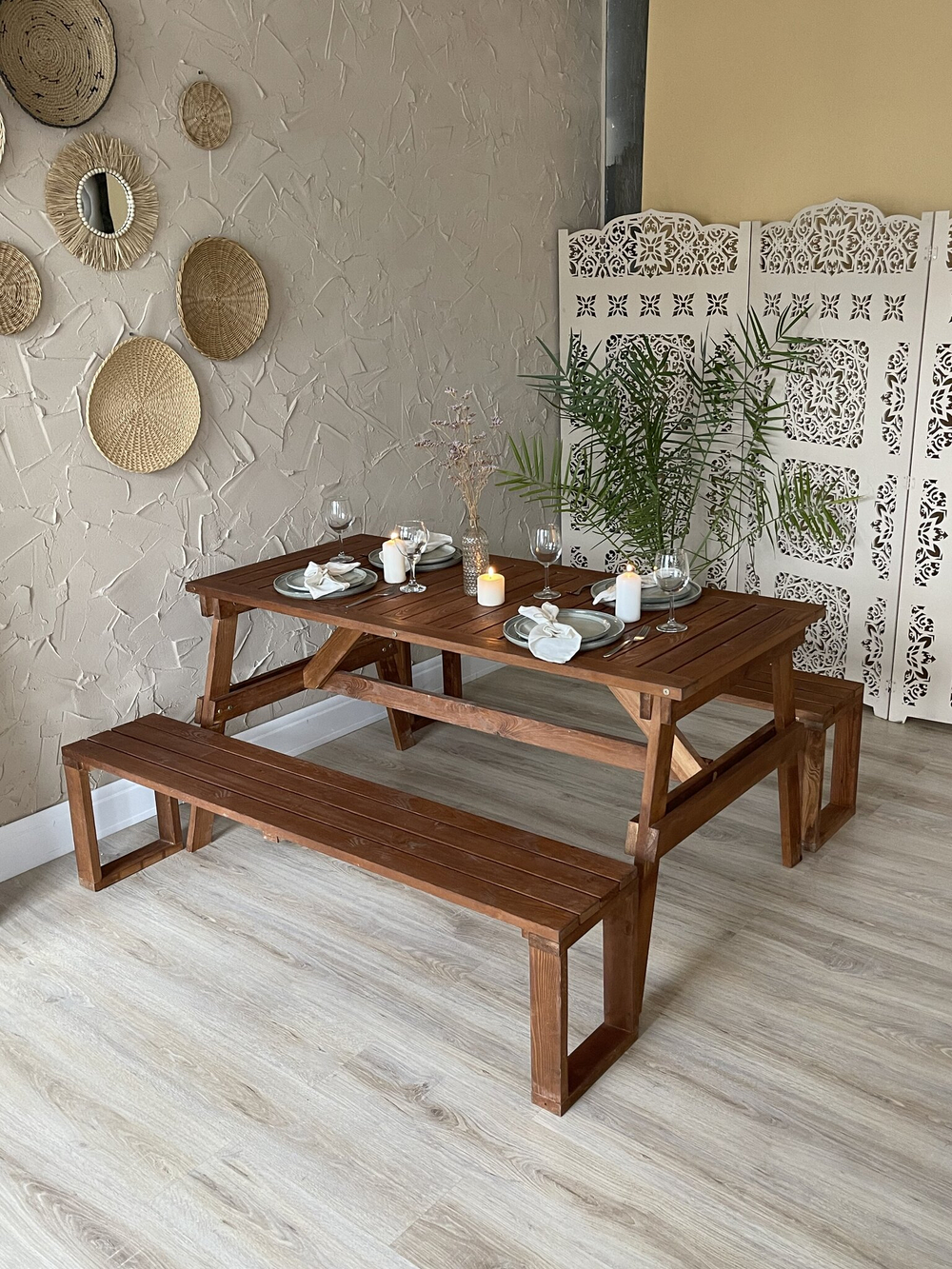Скамья садовая Дятел арт.G-007-OAK массив сосны 1530мм