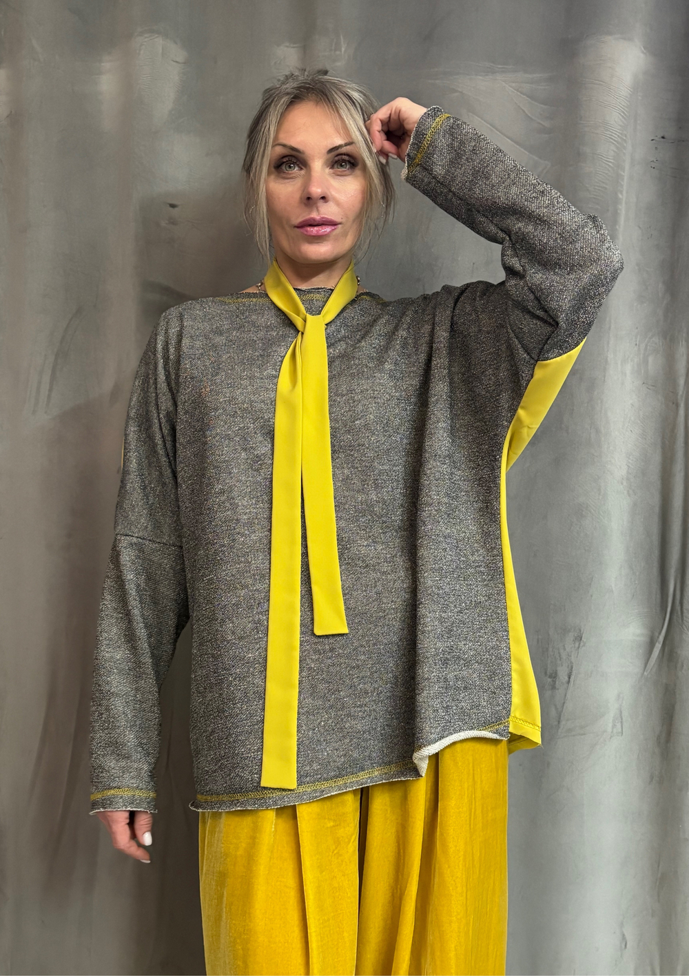 Лонг /трикотаж + шелк + повязка -галстук