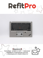 Верхняя панель с клавиатурой (топкейс) для ноутбука Lenovo ThinkPad T490s FingerPrint, серая, с подсветкой, раскладка - русская (02HM406)