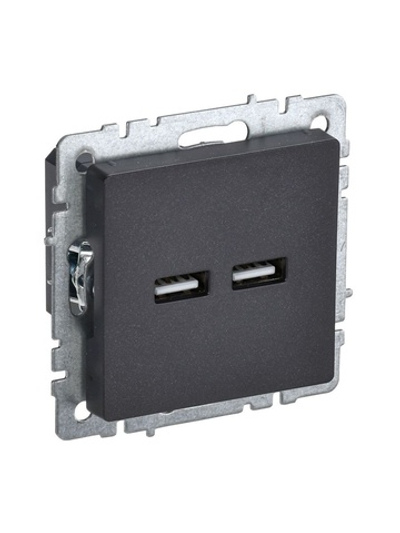 Розетка BRITE USB A+A 3.1А РЮ10-1-БрЧ механизм черн. IEK BR-U21-D31-K02