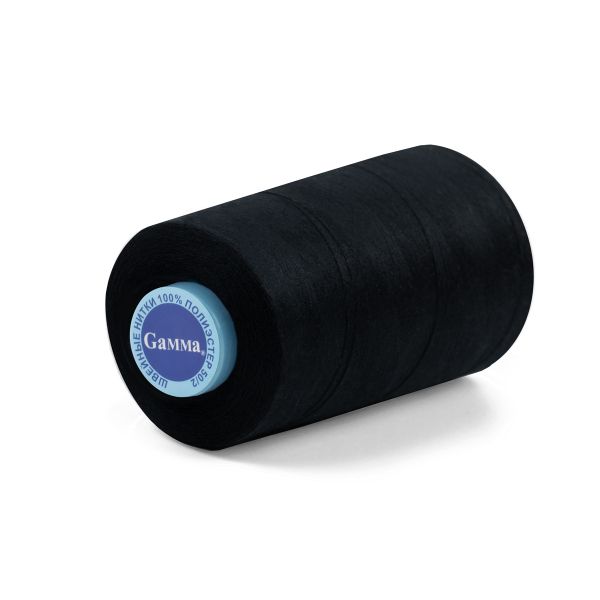 Нитки универсальные Gamma 50/2, 4570 м (5000 ярд) / 1 кат., 000 черный