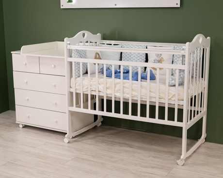 Кроватка для новорождённых Incanto SOFI колесо-качалка, цвет белый