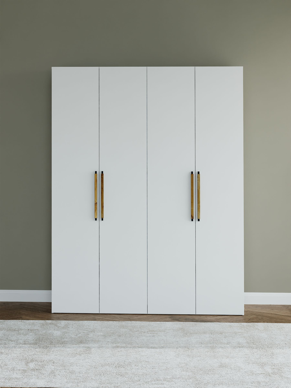 Шкаф распашной, 160х50х220, Дарни, с дубовыми ручками, четырехдверный, Dipriz