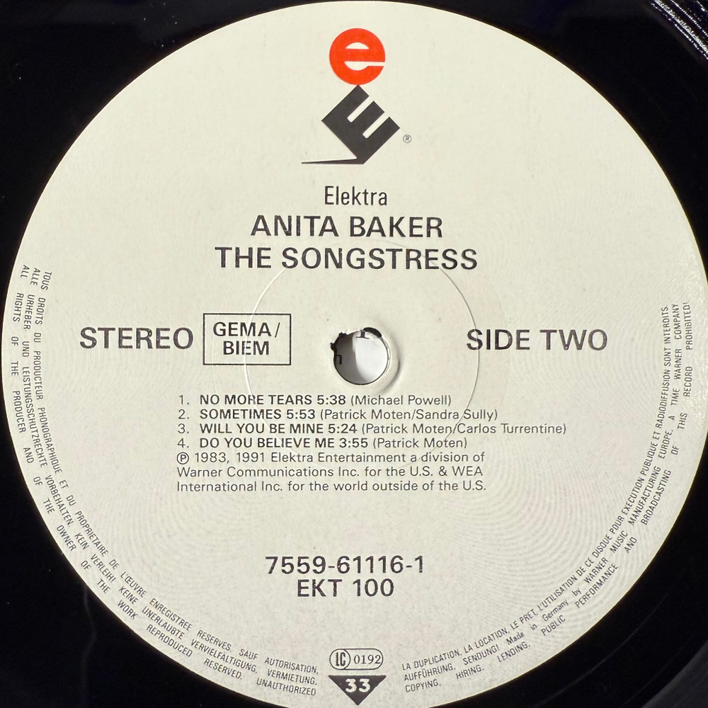 Anita Baker ‎– The Songstress (Германия 1991г.)