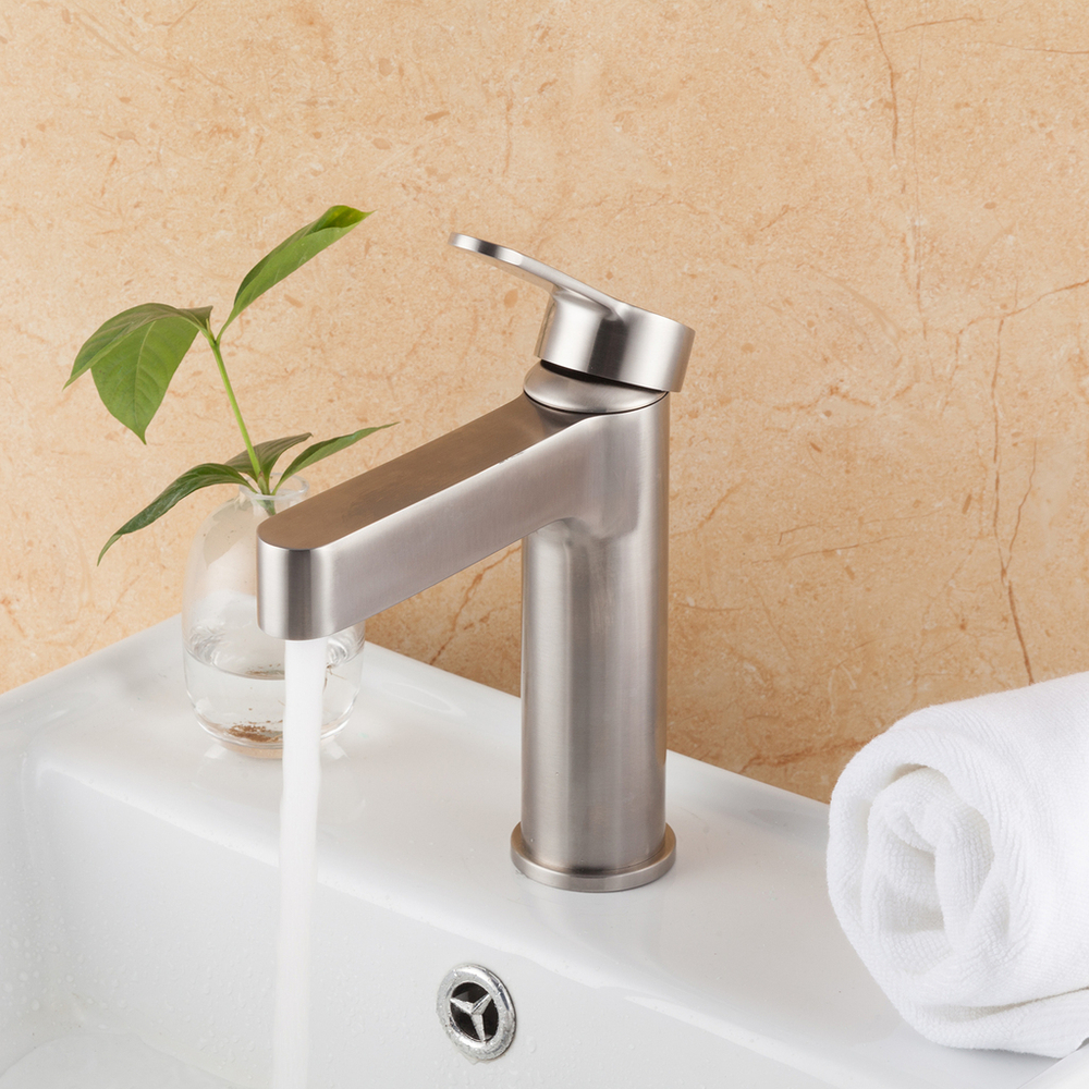 Смеситель для раковины 35к G1099-30 GAPPO нерж. сталь, литой, п/гайку, САТИН