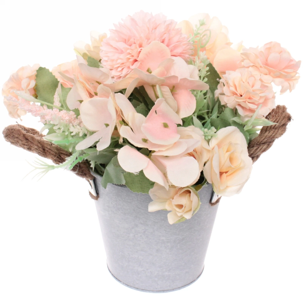 Цветочная композиция «Александрия» 20*11*9см в кашпо с ручками, цвет нежно-розовый