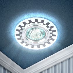 Светильник встраиваемый cо светодиодной подсветкой ЭРА DK LD47 SL /1 под лампу MR16 GU5.3 белый/белый | Встраиваемые LED светильники