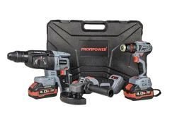 Аккумуляторный бесщеточный набор 3в1 ProfiPower (перфоратор, УШМ, шуруповерт)