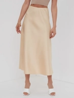 Юбка весенняя на резинке, атласная, шампань