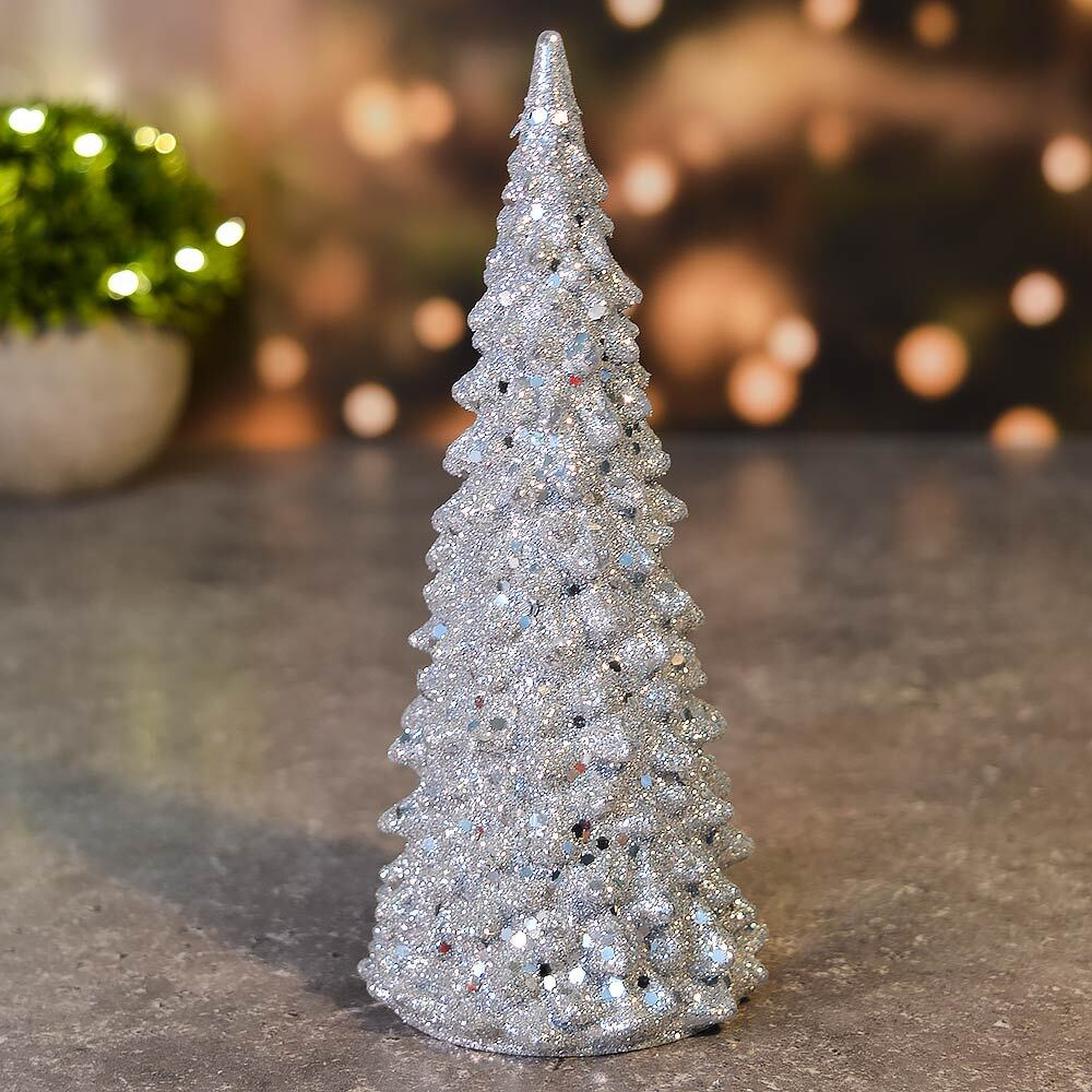 Сувенир новогодний с подсветкой "Волшебная красавица" 17см, серебро, работает от батареек LR44*3