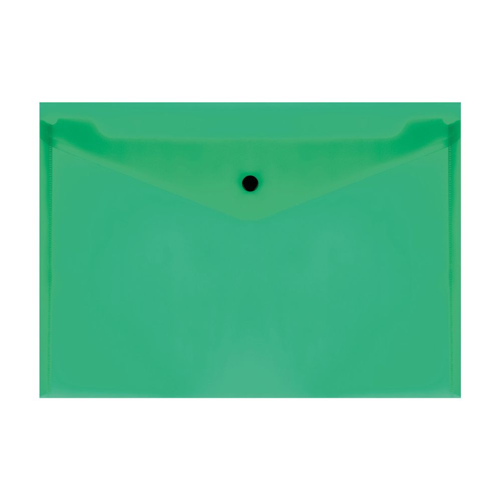 Папка-конверт с кнопкой А4 СТАММ зеленая  (ММ-32274)