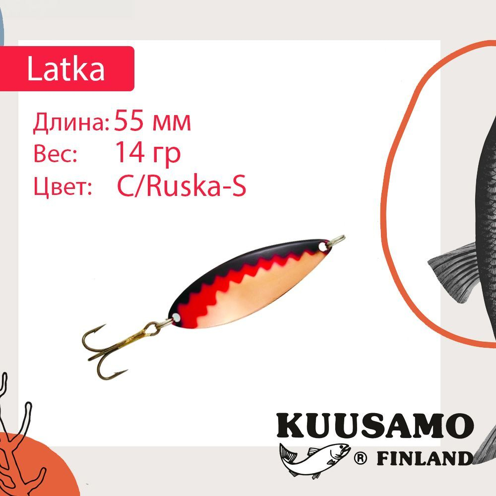 Блесна колебалка Kuusamo Latka 70/14 BLU/R-S