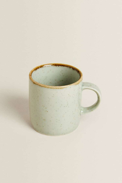 ZARA HOME ФАРФОРОВАЯ КРУЖКА С ОБОДКОМ ПОД СТАРИНУ, ЦВЕТ МОРСКОЙ ВОЛНЫ