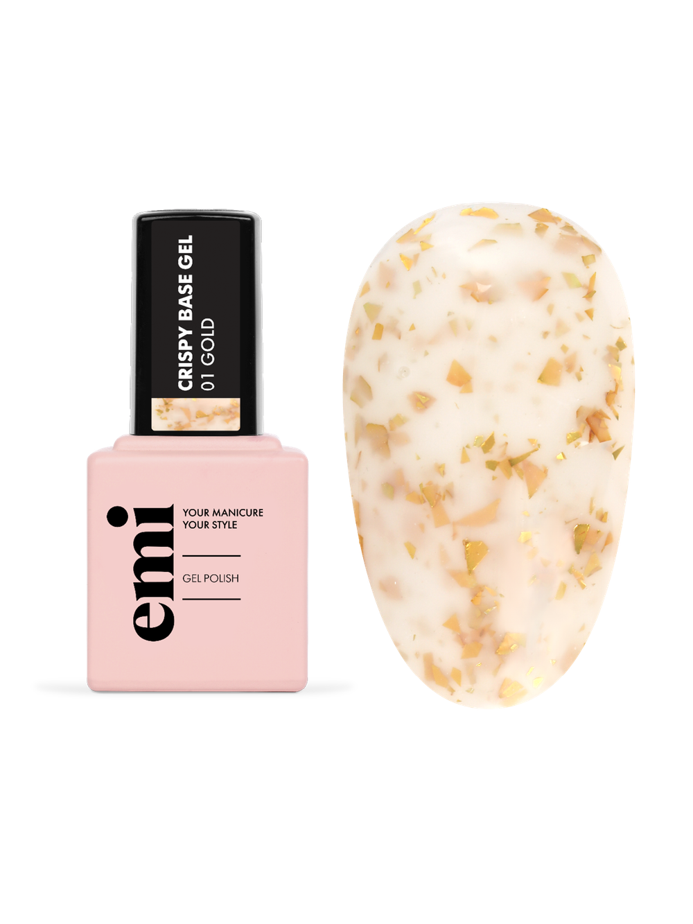 E.MiLac Crispy Base Gel №01 Gold, 9 мл.