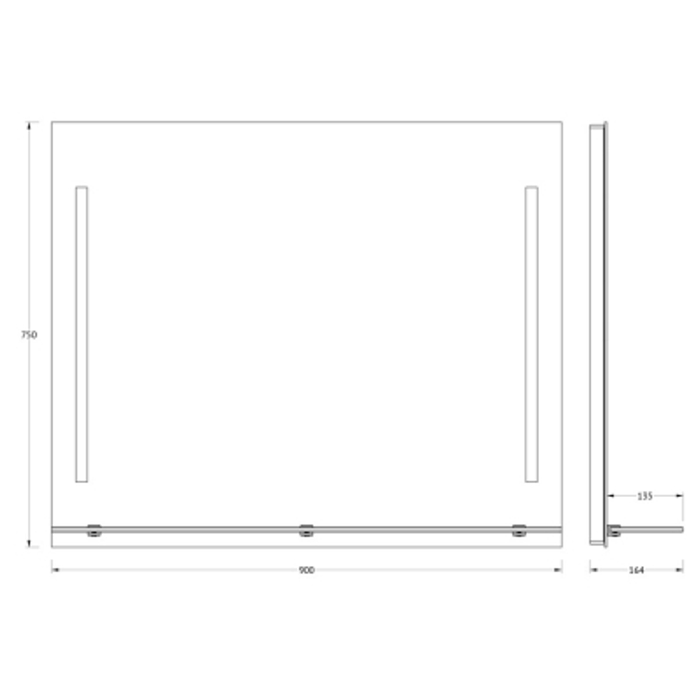 Зеркало Evoform с полочкой 90 см с 2-мя встроенными LED-светильниками 11 W 90x75 см