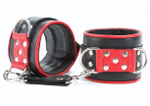 Широкие черные наручники с красным декором (Цвет: черный с красным)