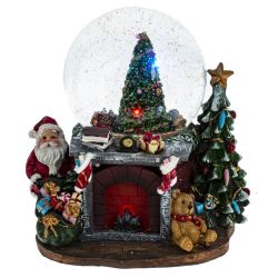 GAEM Фигурка декор в стекл шаре "Ёлка" (подсвет, муз, движ, 3хАА н/п), D12 см, L18 W16 H19 см