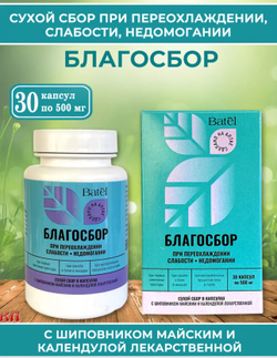 Сухой сбор в капсулах при переохлаждении, слабости, недомогании «Благосбор» 30капсул