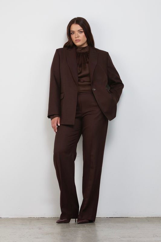 Жакет однобортный с отстрочкой, шоколад