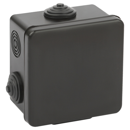 Распаячная коробка ЭРА KOR-80-80-50-7g-B открытой установки черная 80х80х50мм с гермовводами 7 вх. IP54