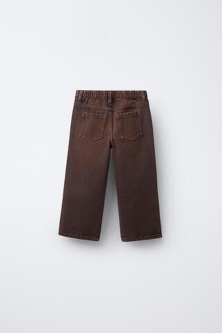 ZARA ДЖИНСЫ WIDE LEG С ПЕРЕКРЕСТНОЙ ЗАСТЕЖКОЙ, КОРИЧНЕВЫЙ