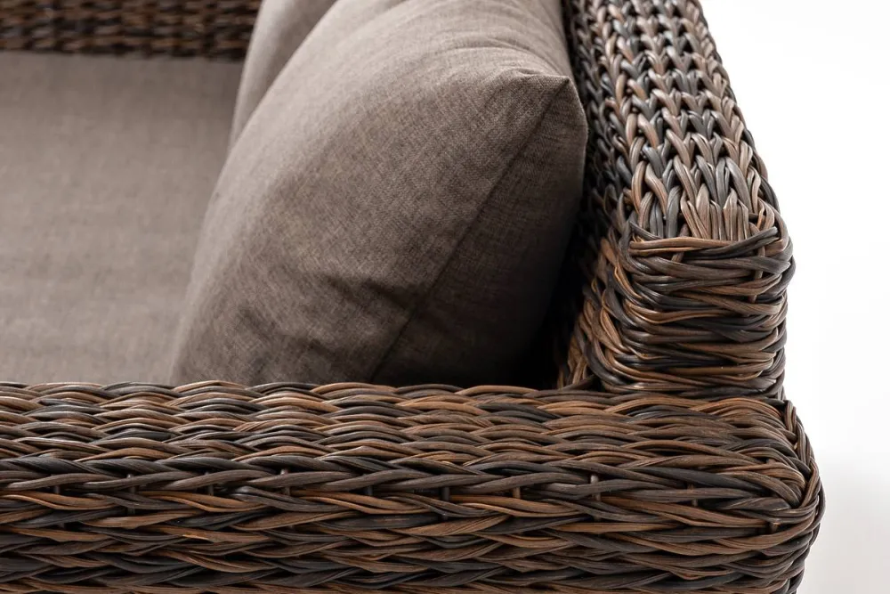 "Капучино" диван из искусственного ротанга (гиацинт) двухместный, цвет коричневый