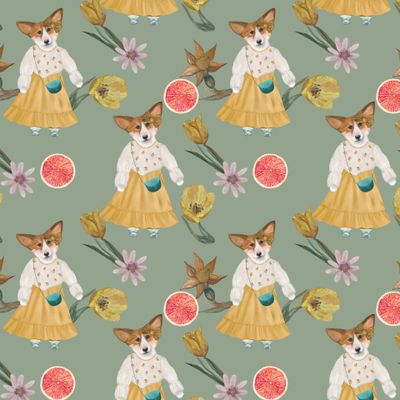 корги в желтом