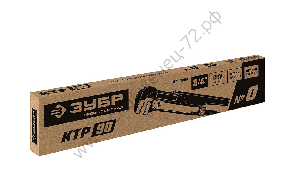 ЗУБР КТР-90, №0, 3/4″, 280 мм, Трубный ключ, Профессионал (27335-0)