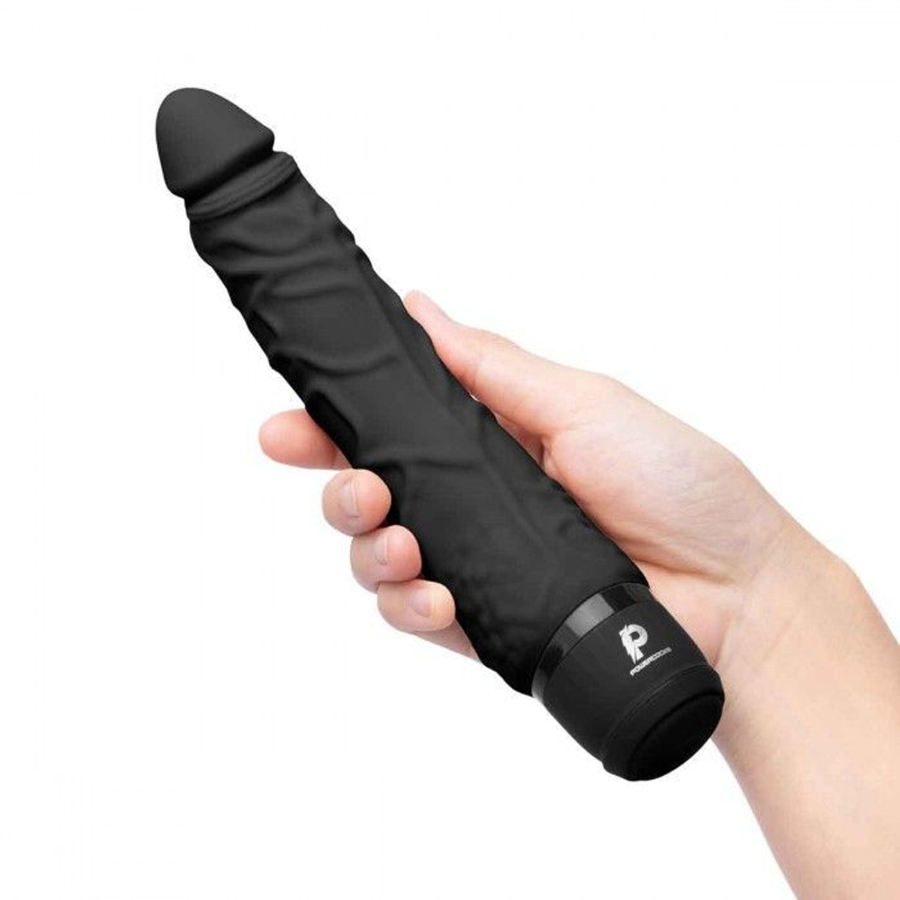 Черный вибратор-реалистик 7  Realistic Vibrator - 20 см.