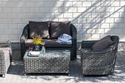 "Кон Панна" диван из искусственного ротанга двухместный, цвет графит