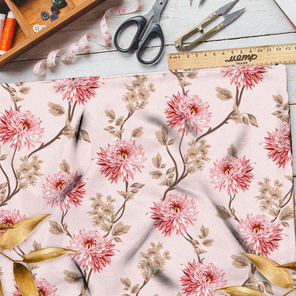 Ткань ниагара нежные хризантемы