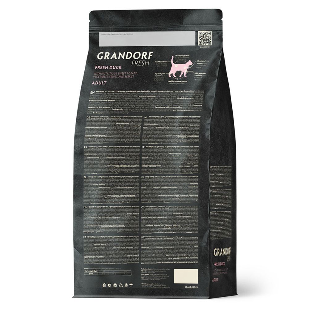 Сухой корм Grandorf Fresh с мясом утки с бататом для взрослых кошек 400 г (Грандорф Фрэш)