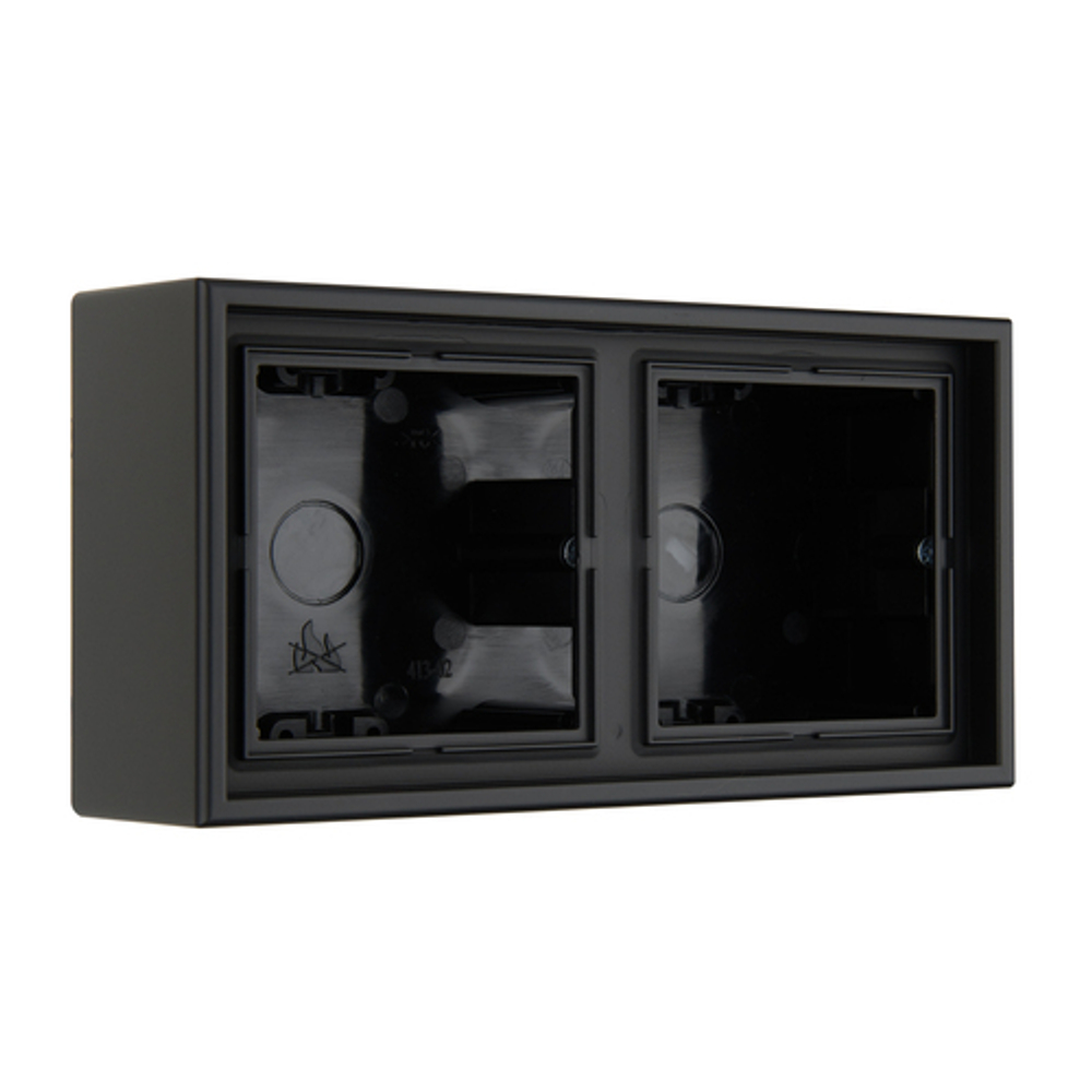 Накладная коробка для розеток 2-местная LIREGUS MODERN PMD-002.M/SWM чёрный матовый